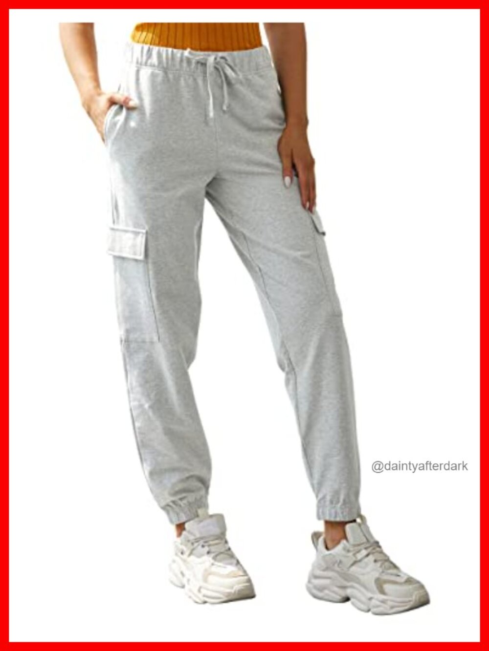 Women's Cargo Sweatpants Joggers with Pockets High Rise Drawstring Athletic